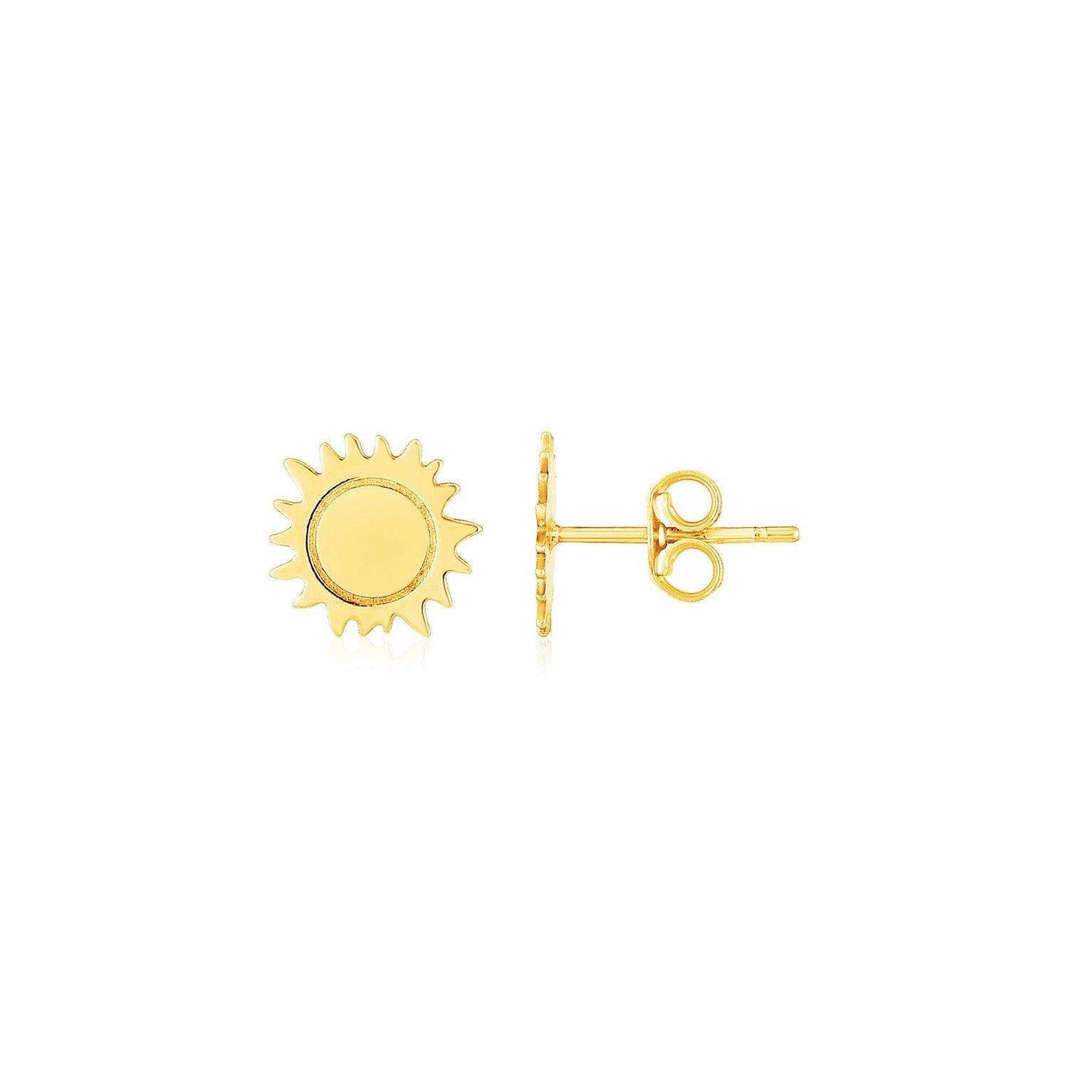 14K Yellow Gold Sun Earrings