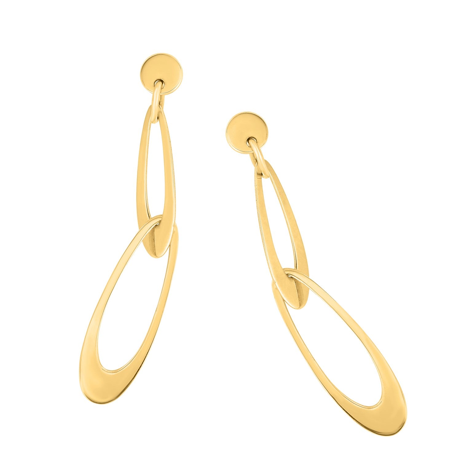 14k Yellow Gold Italian Oval Link Earrings