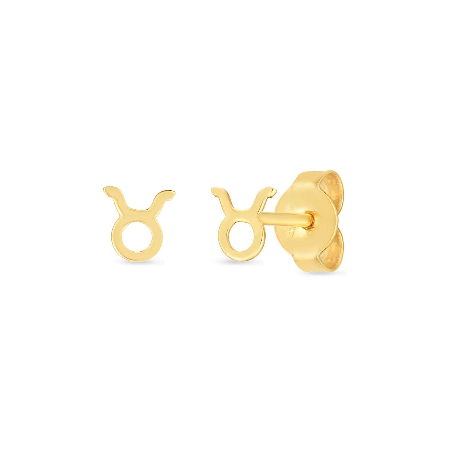 14K Yellow Gold Taurus Stud Earrings