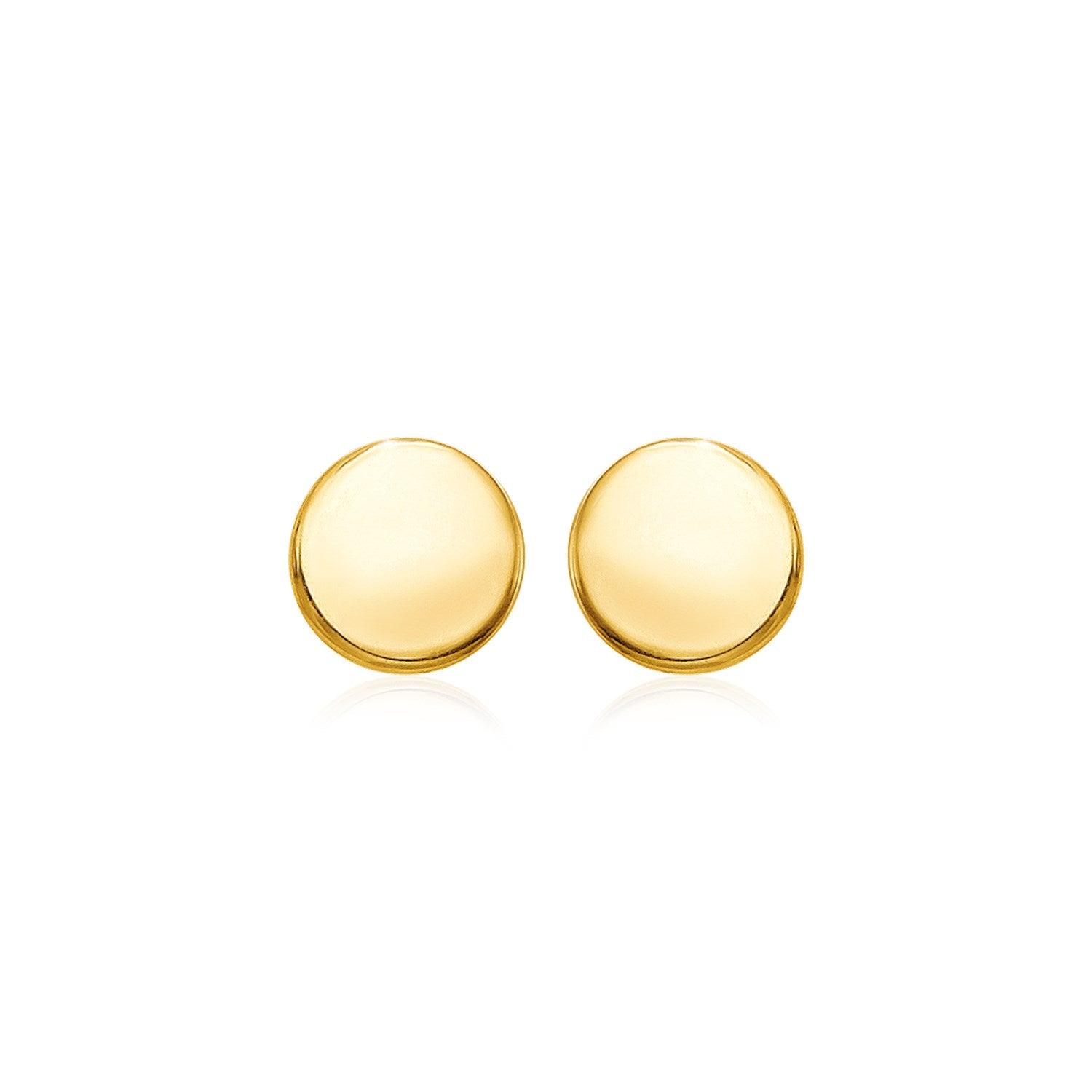 14k Yellow Gold Polished Round Post Earrings