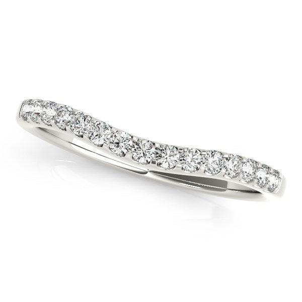 14k White Gold Round Pave Setting Curvy Diamond Wedding Band (1/4 cttw)