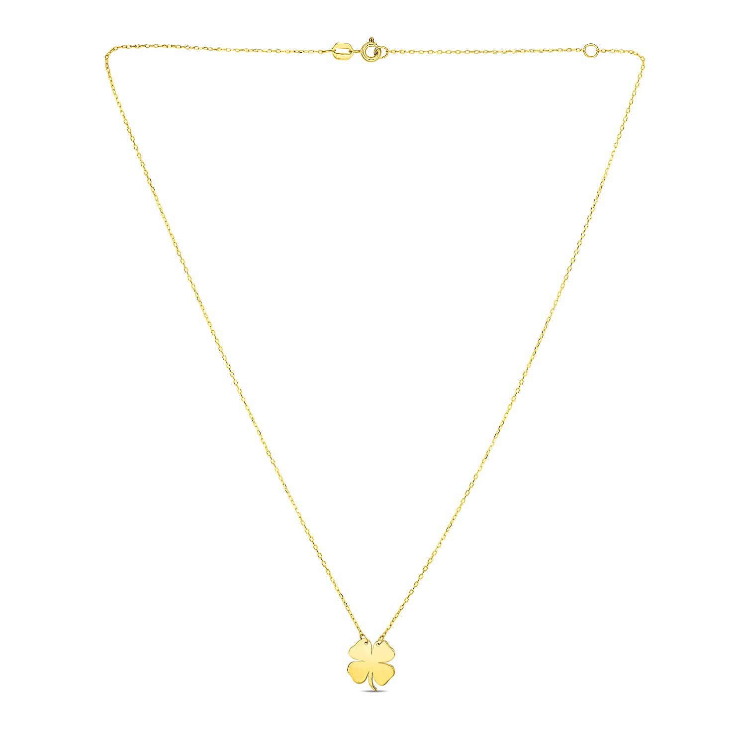 14K Yellow Gold Four Leaf Clover Necklace