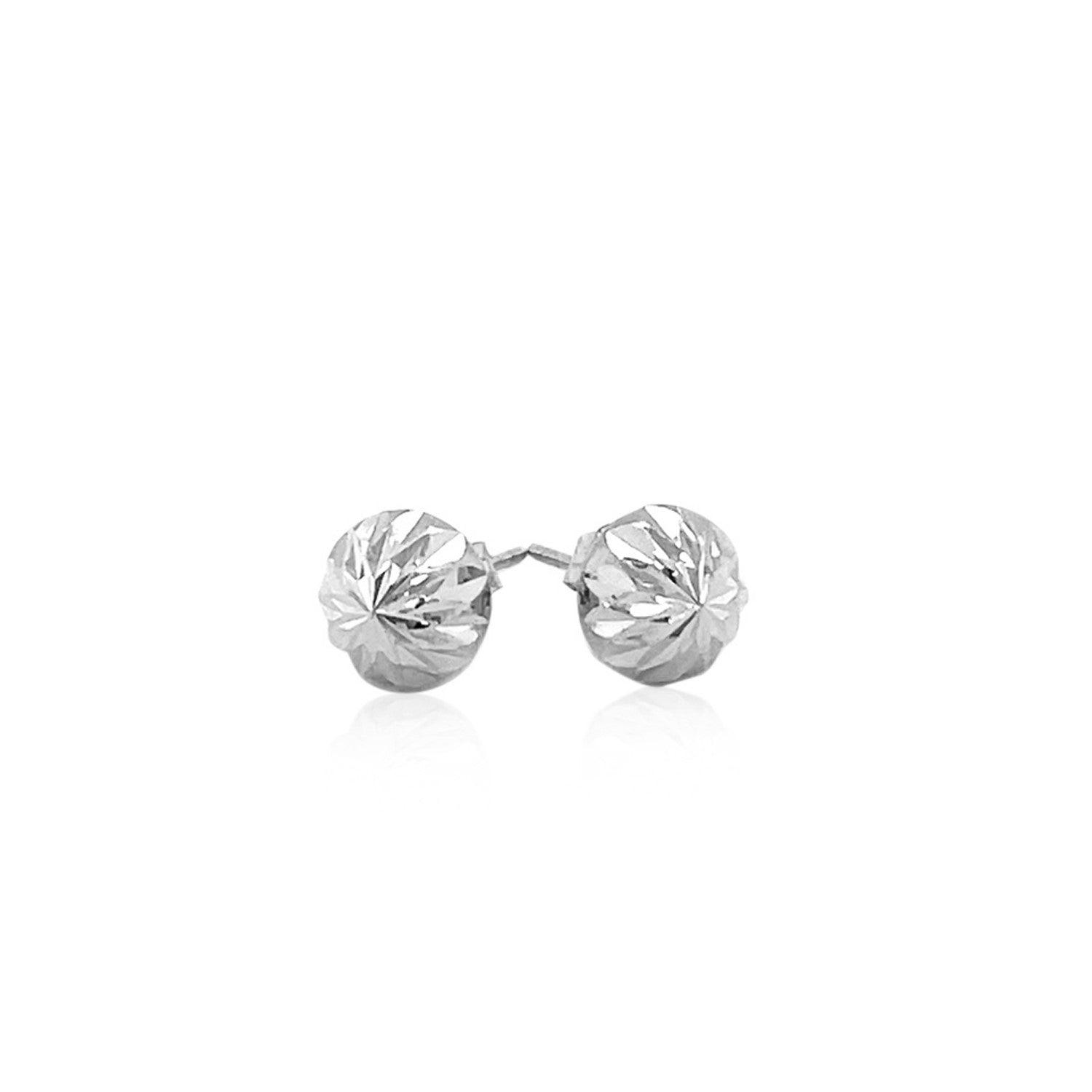 14k White Gold Textured Flat Style Stud Earrings