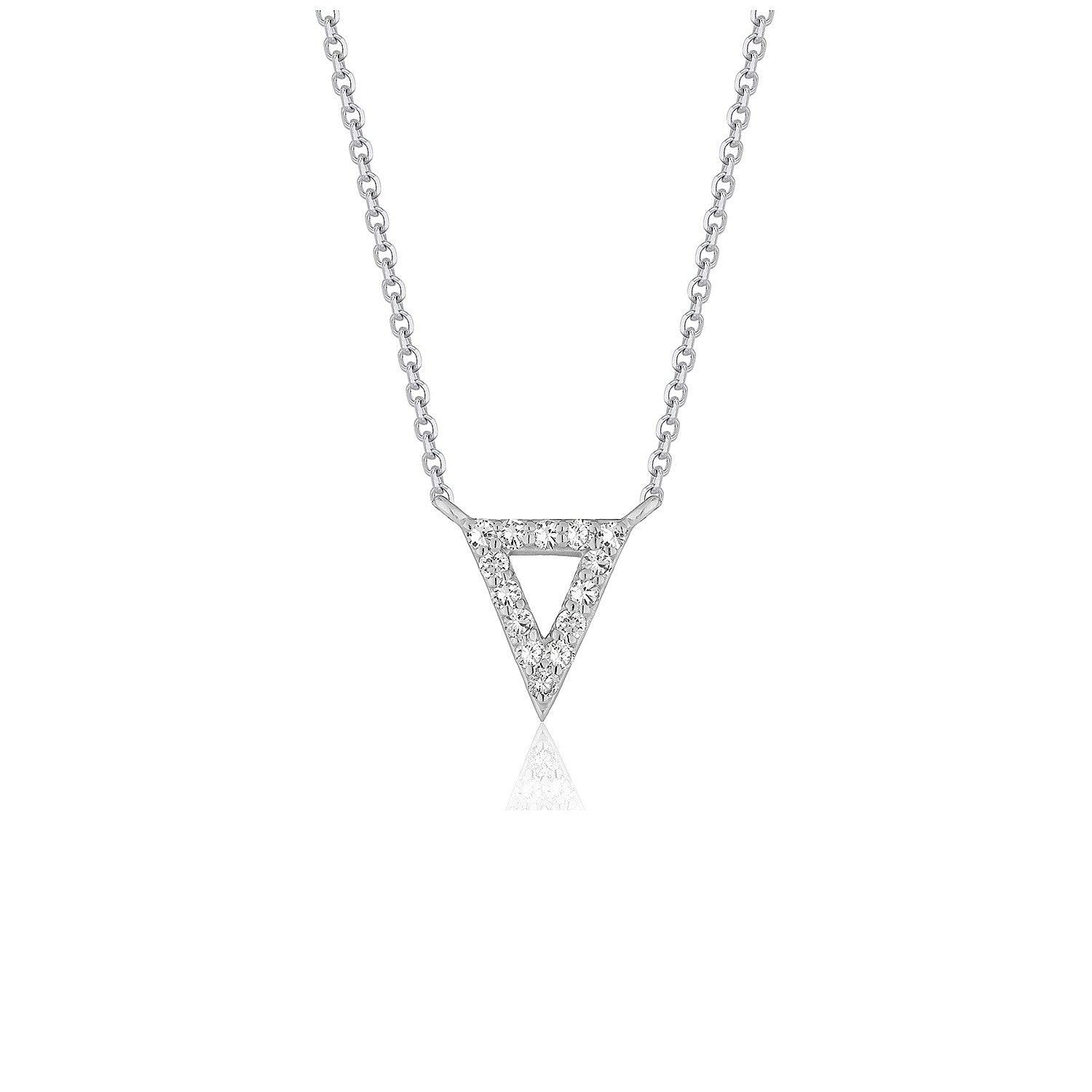 Diamond Inverted Triangle Pendant in 14k White Gold