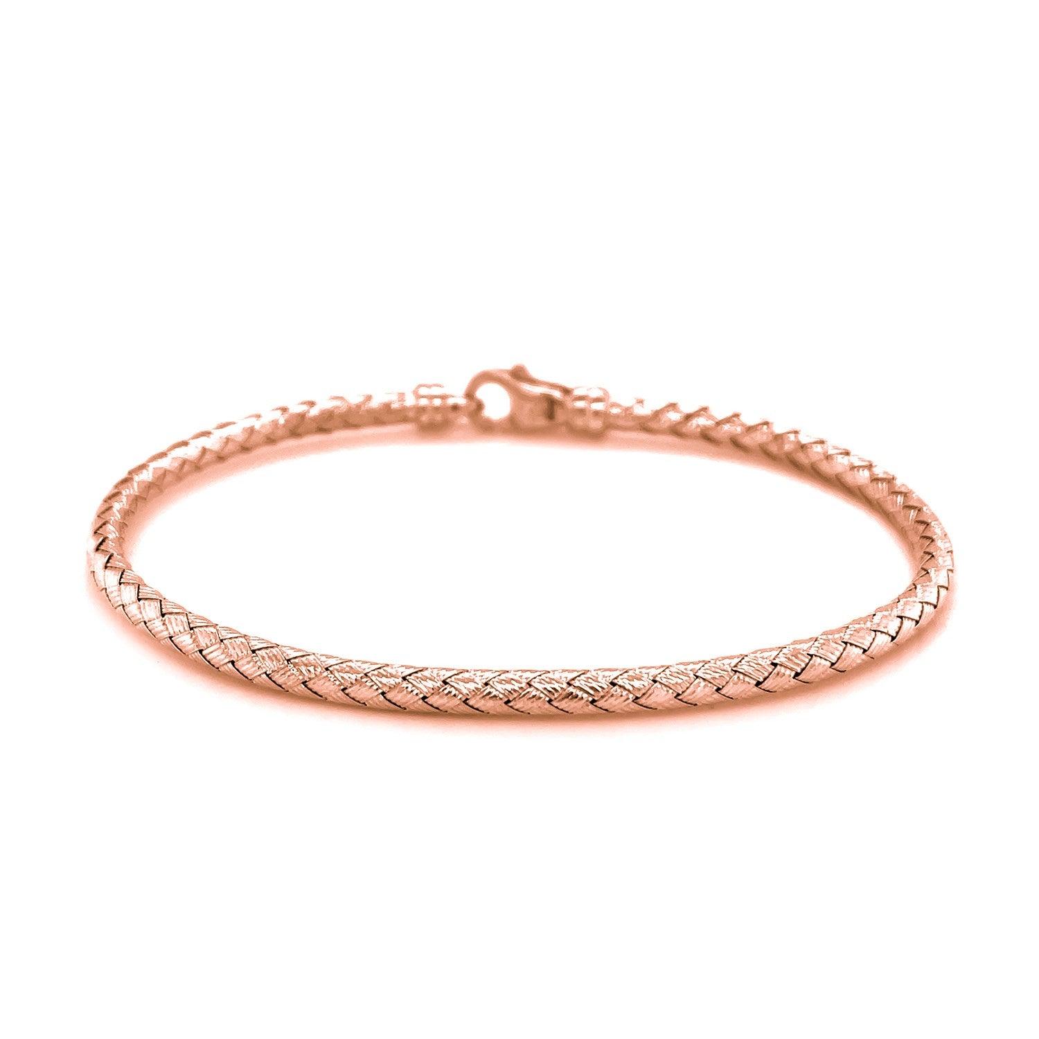 14k Rose Gold Fancy Weave Motif Bangle