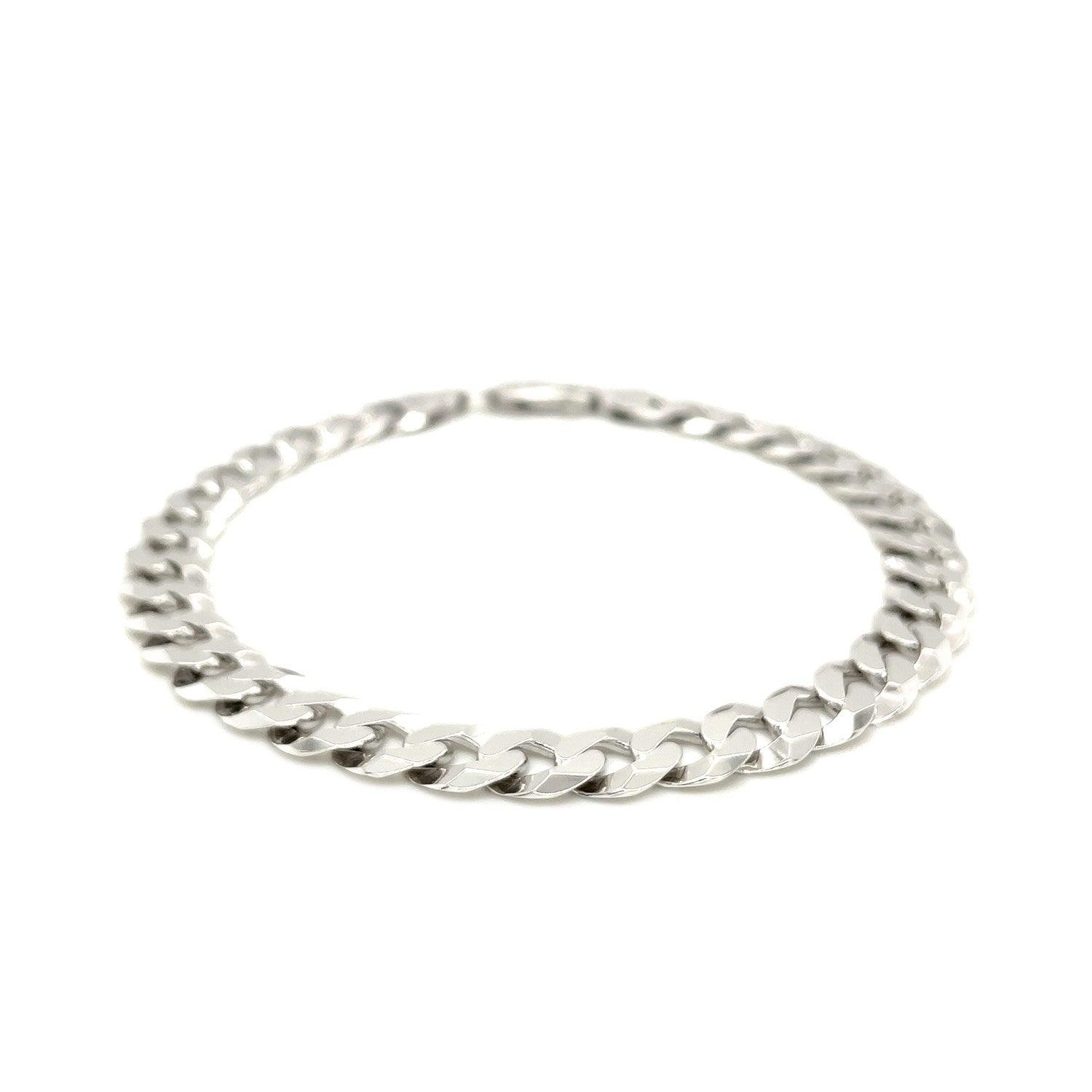 Rhodium Plated 7.9mm Sterling Silver Curb Style Bracelet