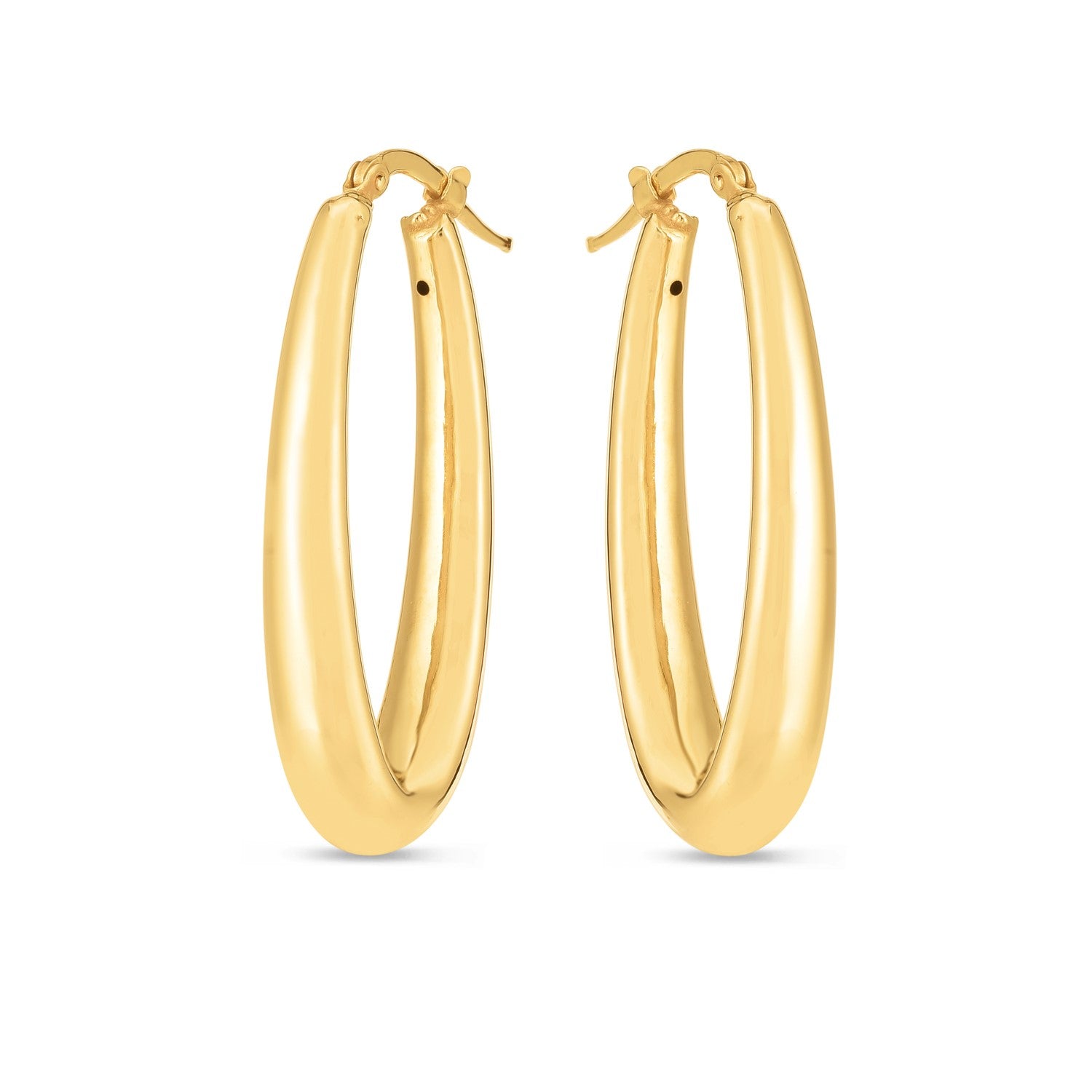 14k Yellow Gold Elongated Oval Hoops