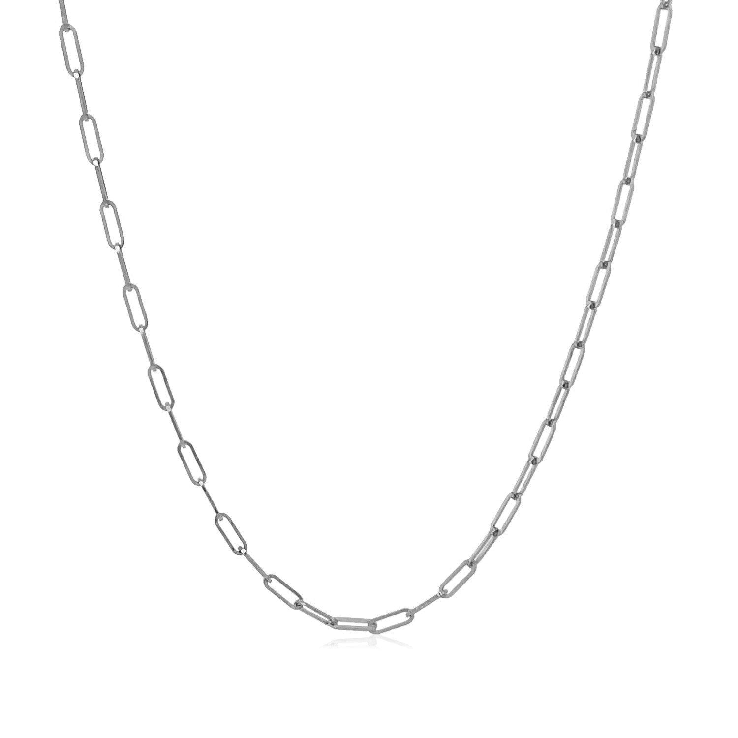 14K White Gold Fine Paperclip Chain (1.5mm)