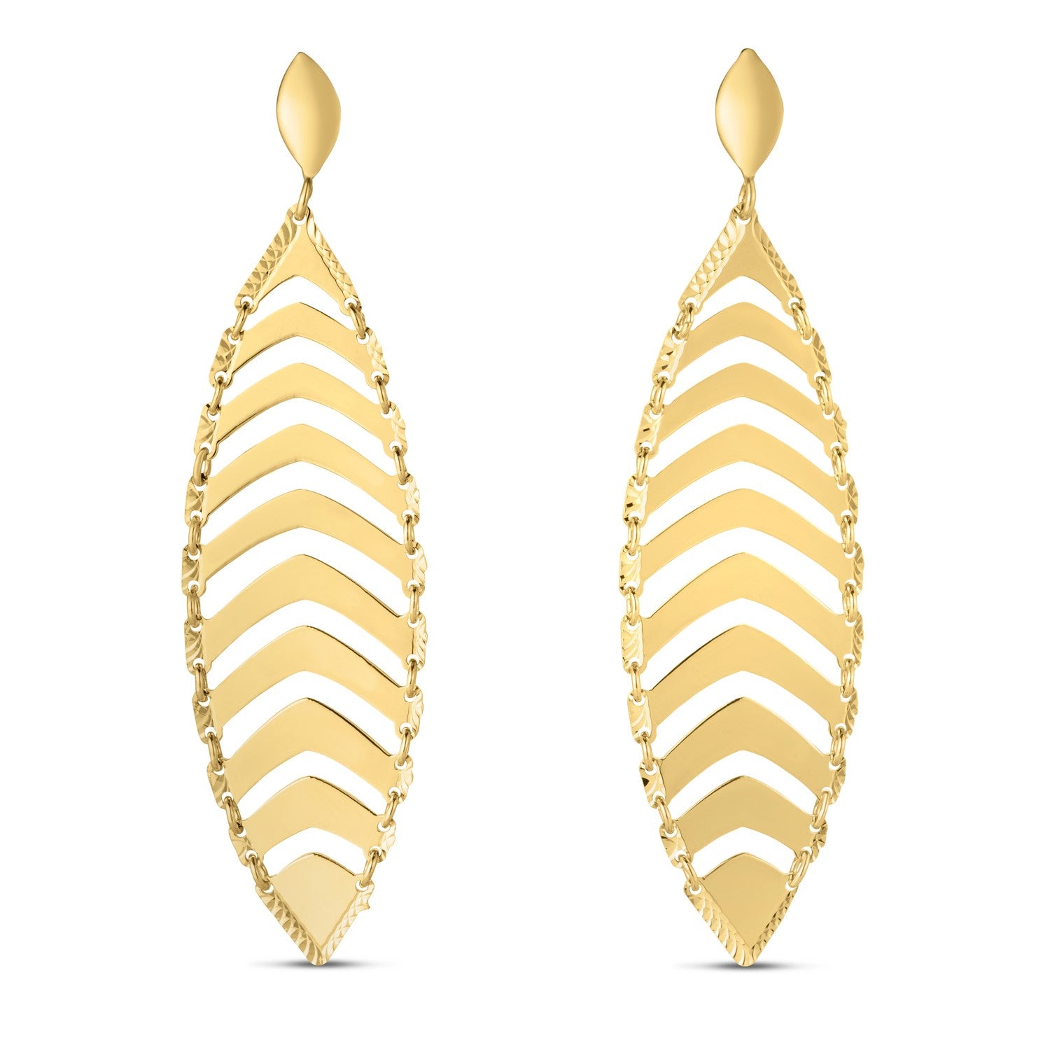 14k Yellow Gold Drop Leaf Earrings