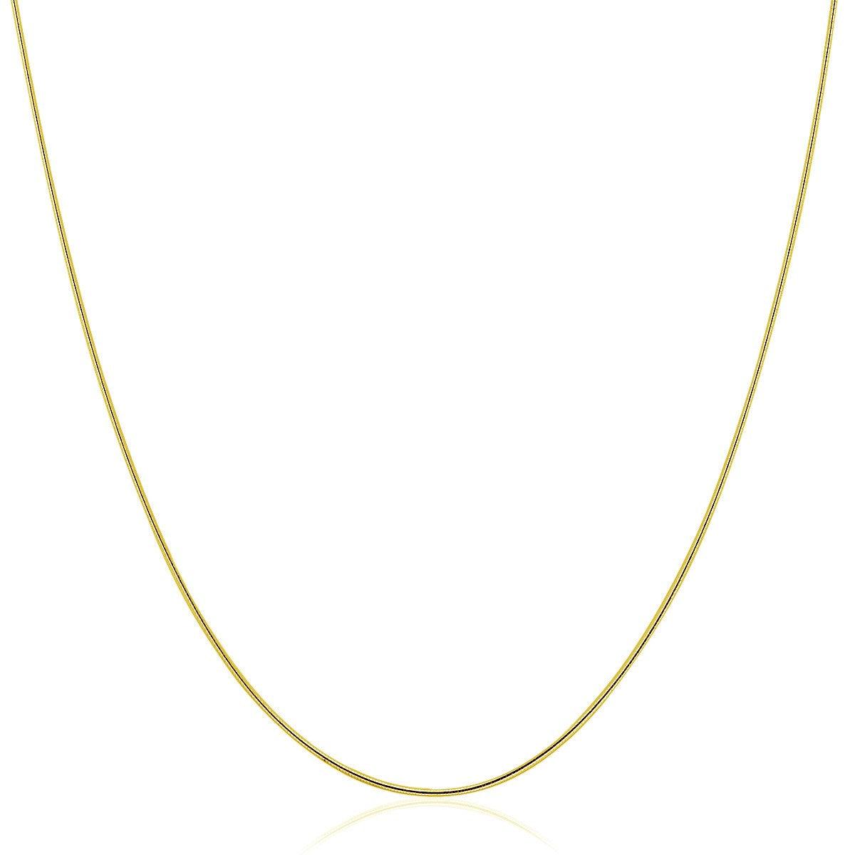 14k Yellow Gold Thin Motif Round Omega Necklace