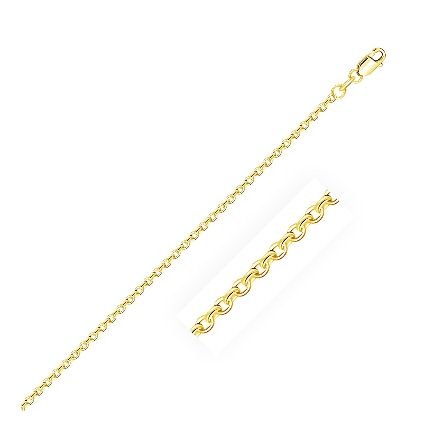 18k Yellow Gold Diamond Cut Cable Link Chain 1.9mm