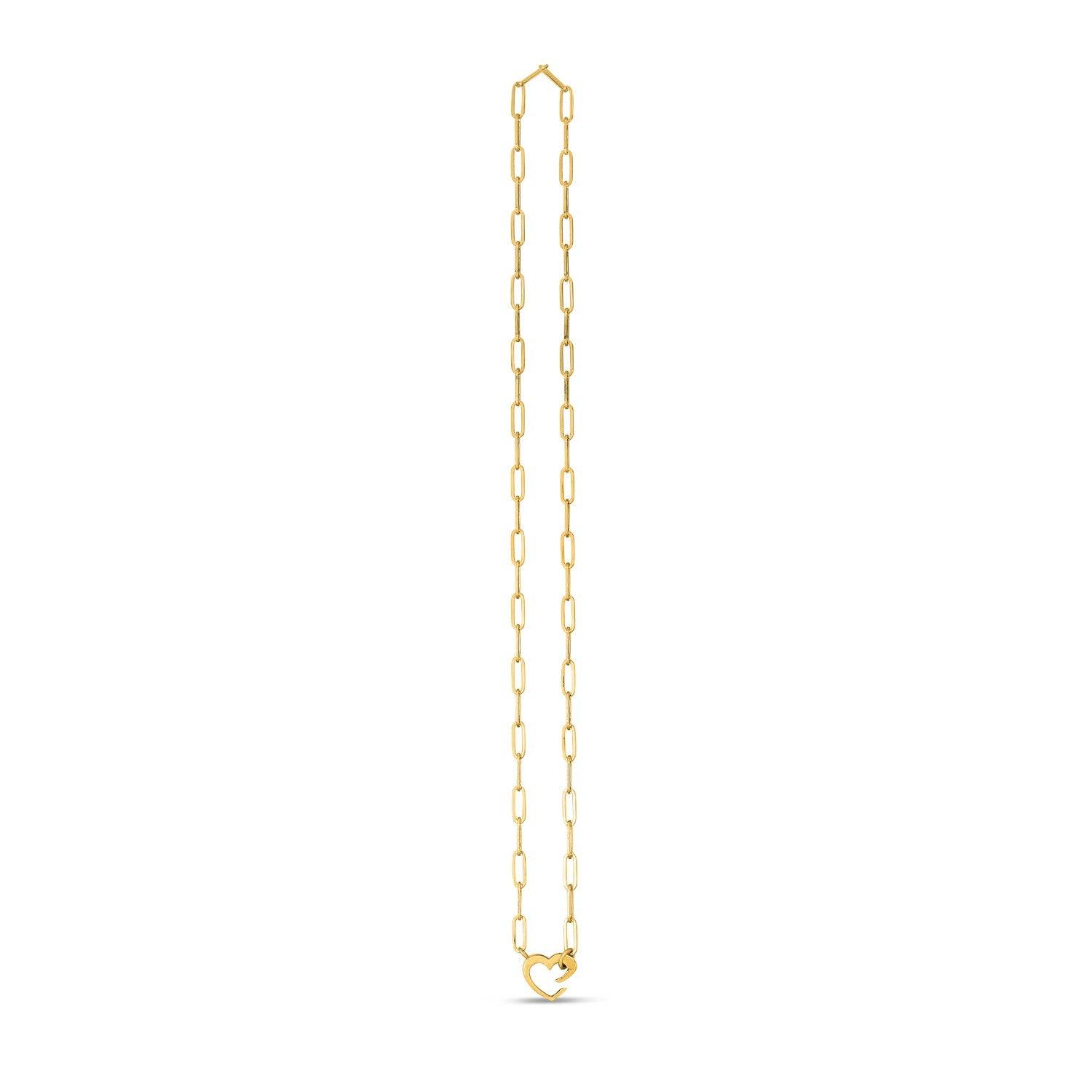 14k Yellow Gold Heart Element Paperclip Necklace