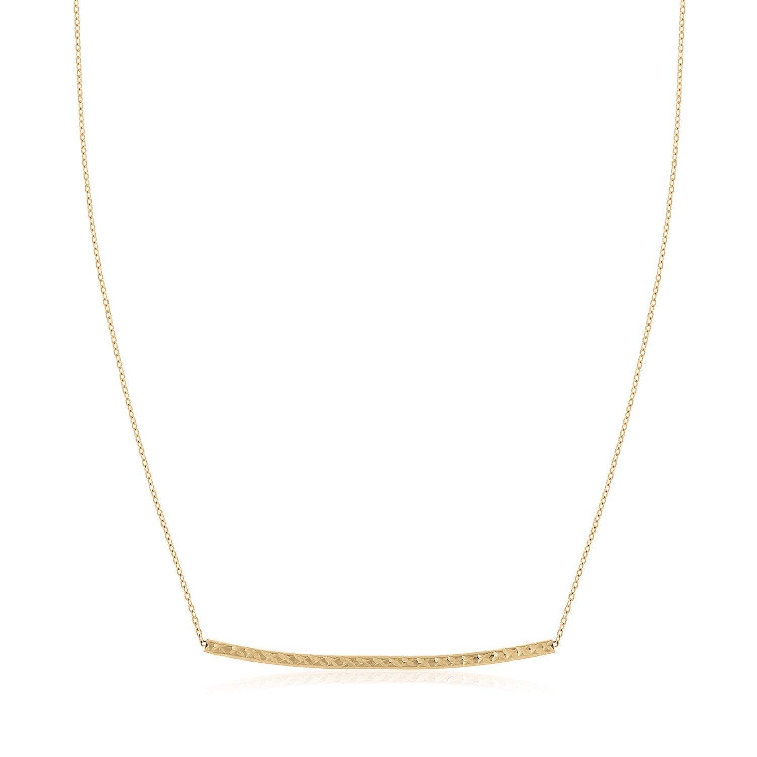 14k Yellow Gold Thin Textured Bar Necklace