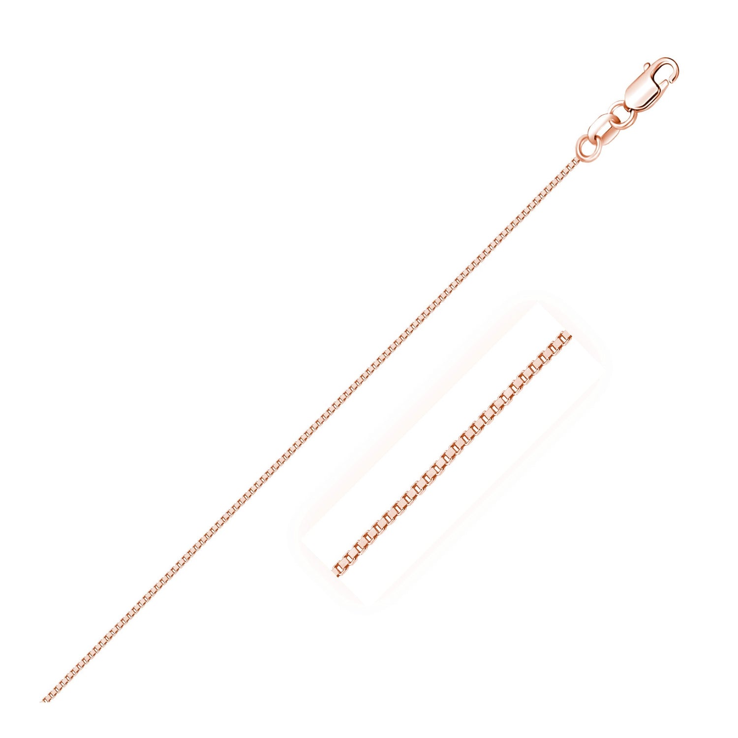 18k Rose Gold Classic Box Chain 0.6mm