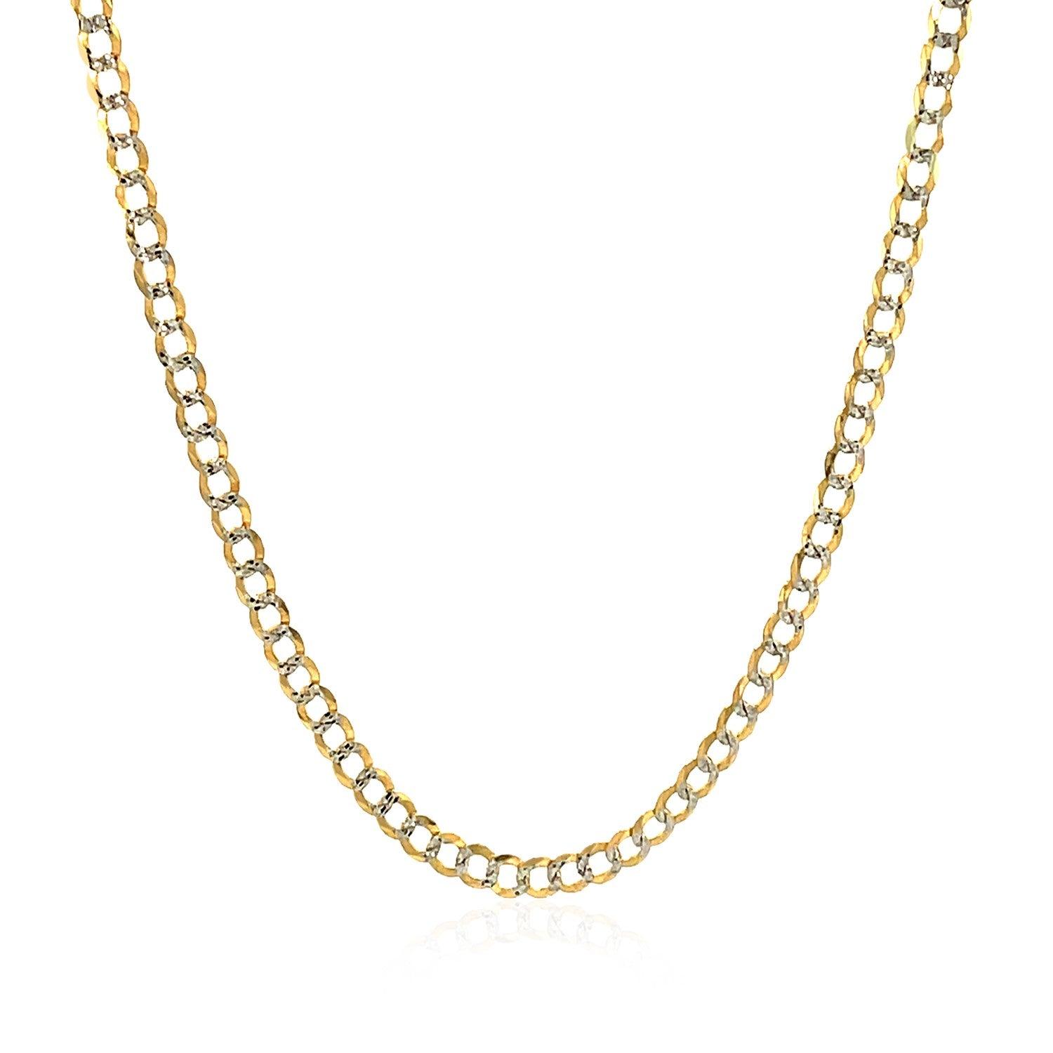 2.6 mm 14k Two Tone Gold Pave Curb Chain