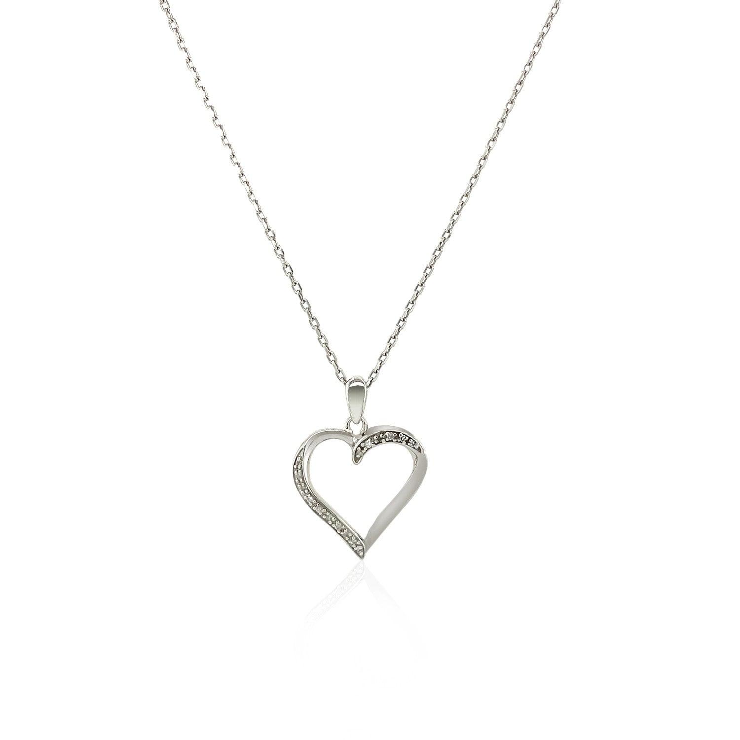 Sterling Silver Twisted Open Heart Diamond Accented Pendant (.04 cttw)