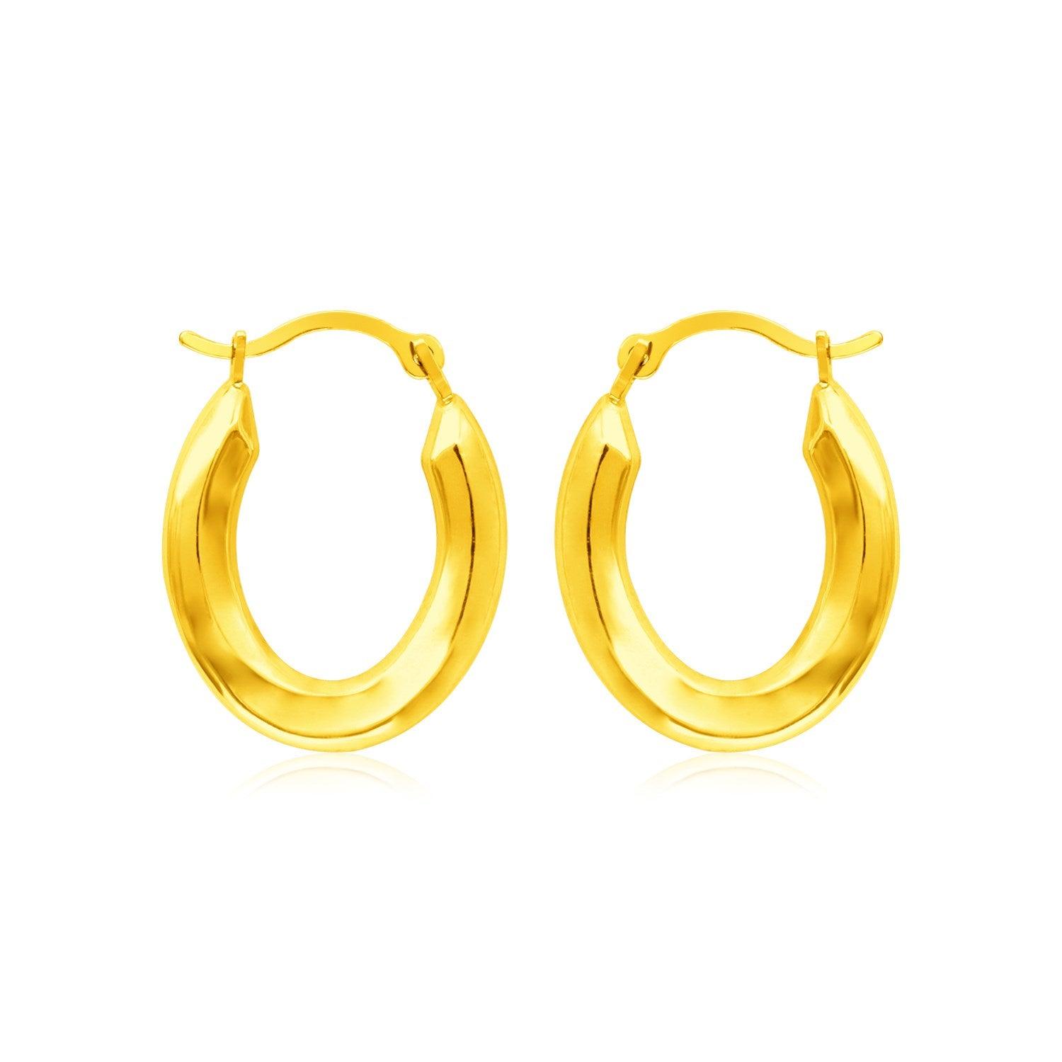 14k Yellow Gold Polished Oval Hoop Earrings