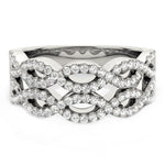 Diamond Studded Double Interlocking Waves Ring in 14k White Gold (5/8 cttw) - Justin Kyne Brand