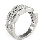 Diamond Studded Double Interlocking Waves Ring in 14k White Gold (5/8 cttw) - Justin Kyne Brand