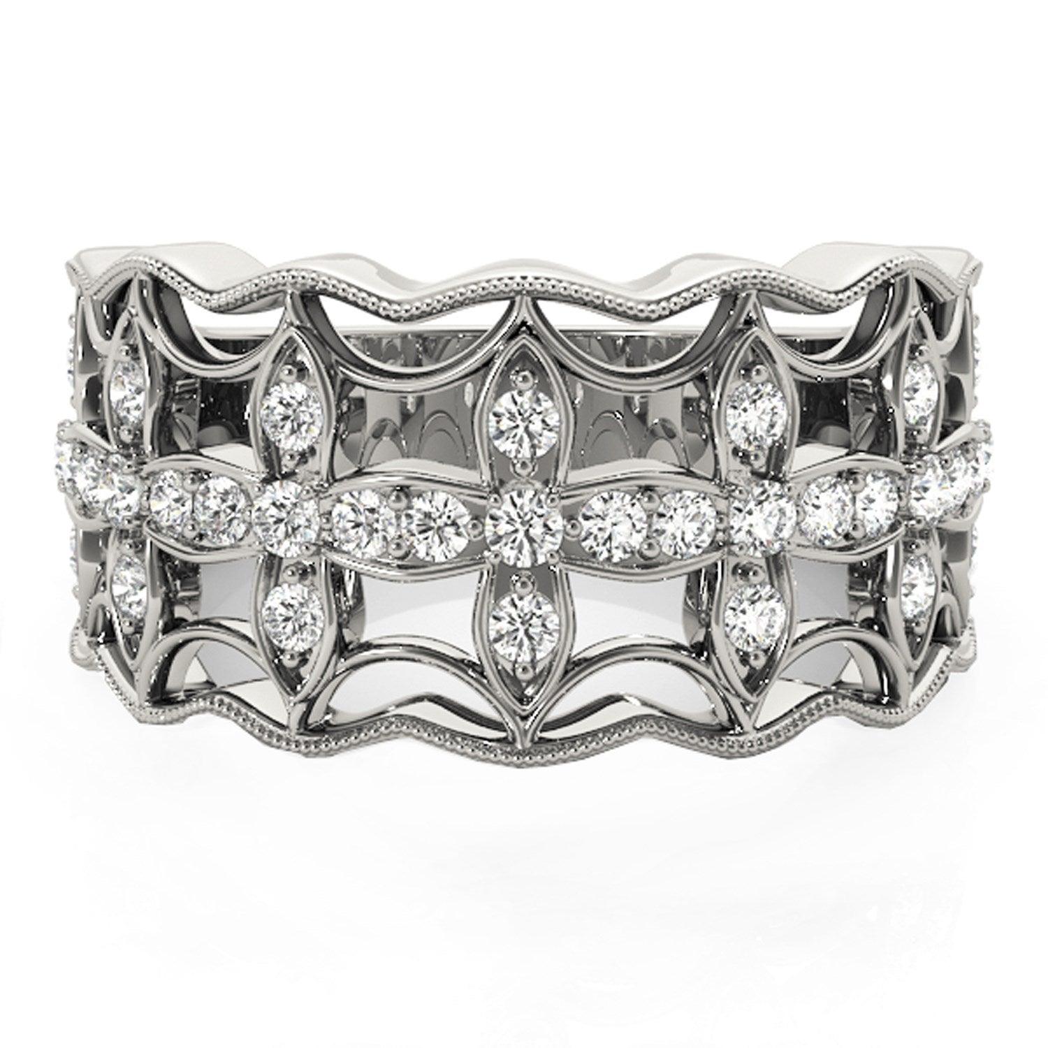 Diamond Studded Four Leaf Clover Motif Ring in 14k White Gold (1/4 cttw) - Justin Kyne Brand