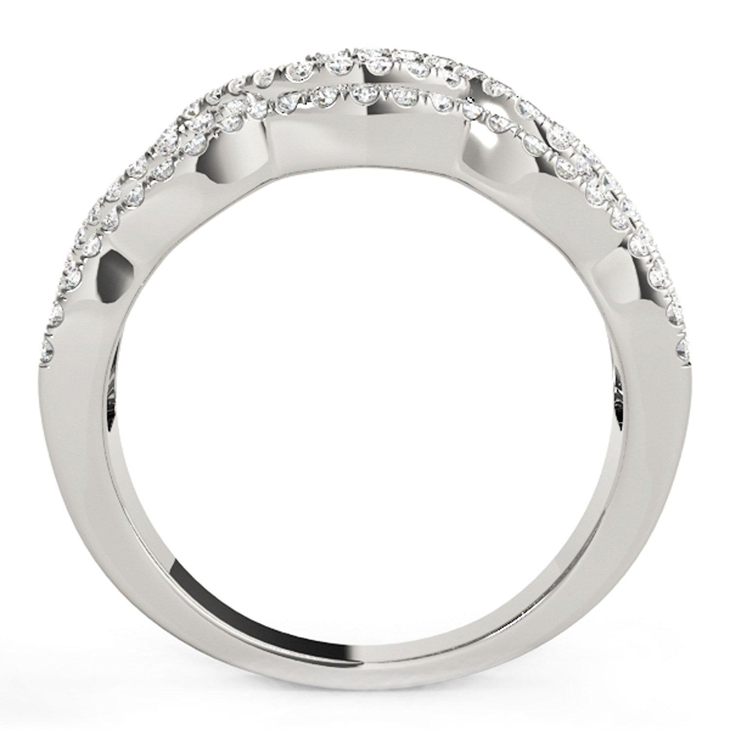 Diamond Studded Ring with Four Curves in 14k White Gold (5/8 cttw) - Justin Kyne Brand