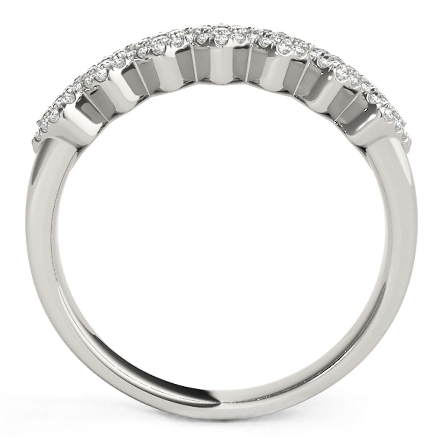 Diamond Studded Wide Multi-Diagonal Pattern Ring in 14k White Gold (5/8 cttw) - Justin Kyne Brand