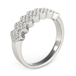 Diamond Studded Wide Multi-Diagonal Pattern Ring in 14k White Gold (5/8 cttw) - Justin Kyne Brand