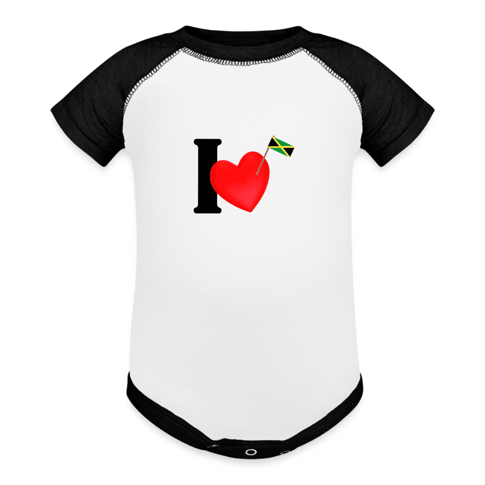 Justin Kyne, Baseball Baby Bodysuit, I love Jamaica - Justin Kyne Brand