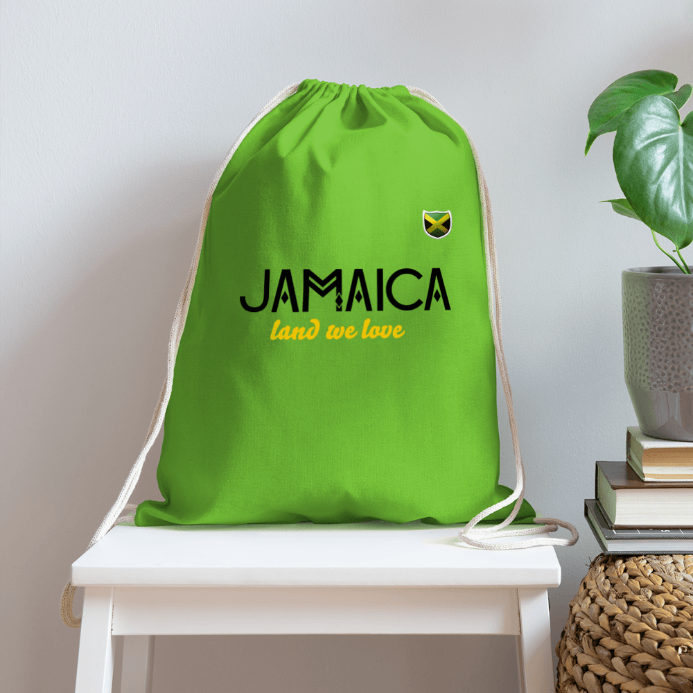 Justin Kyne, Cotton Drawstring Bag, Jamaica Land We Love, Green - Justin Kyne Brand