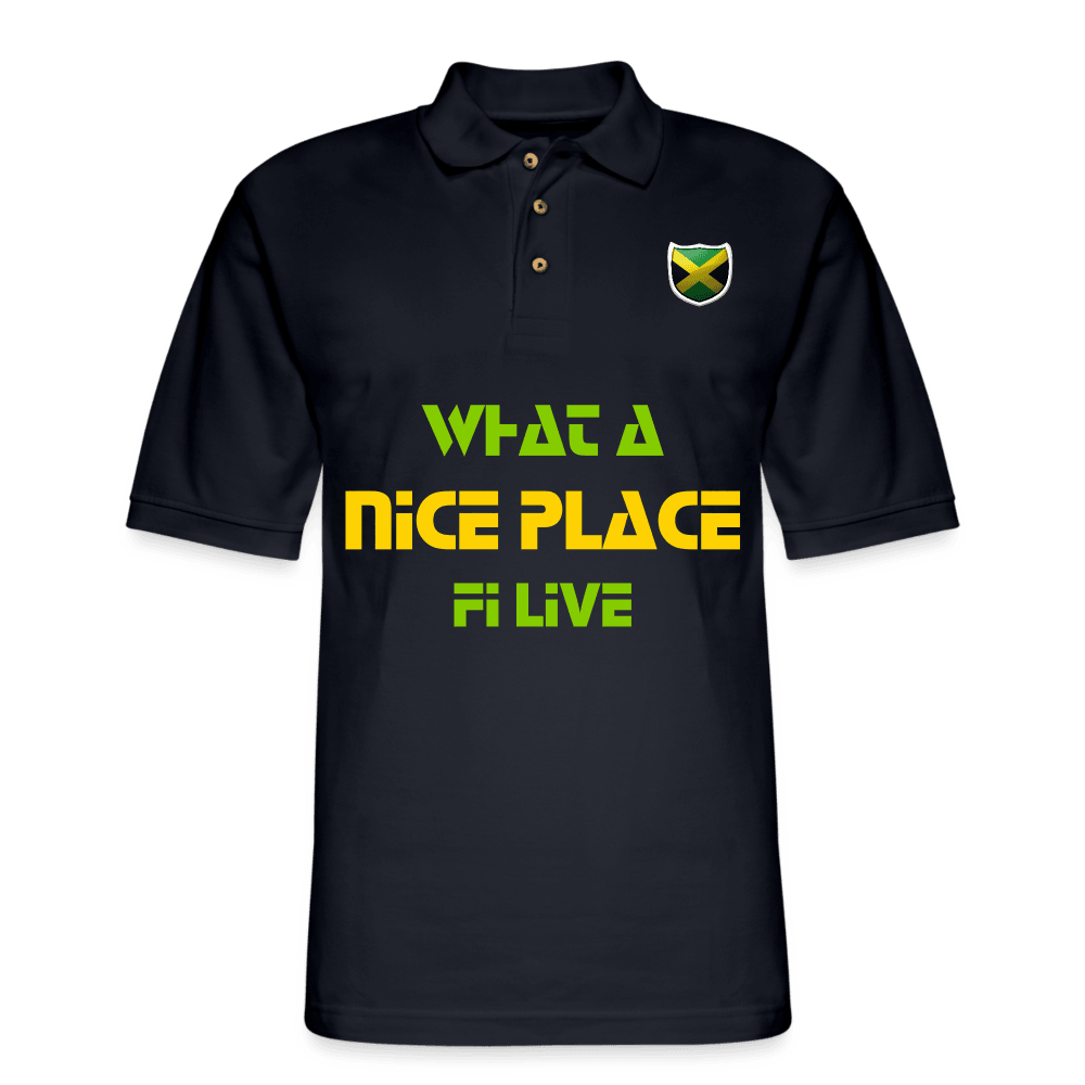 Justin Kyne, Men's Pique Polo Shirt, Jamaica What a nice place to live - Justin Kyne Brand