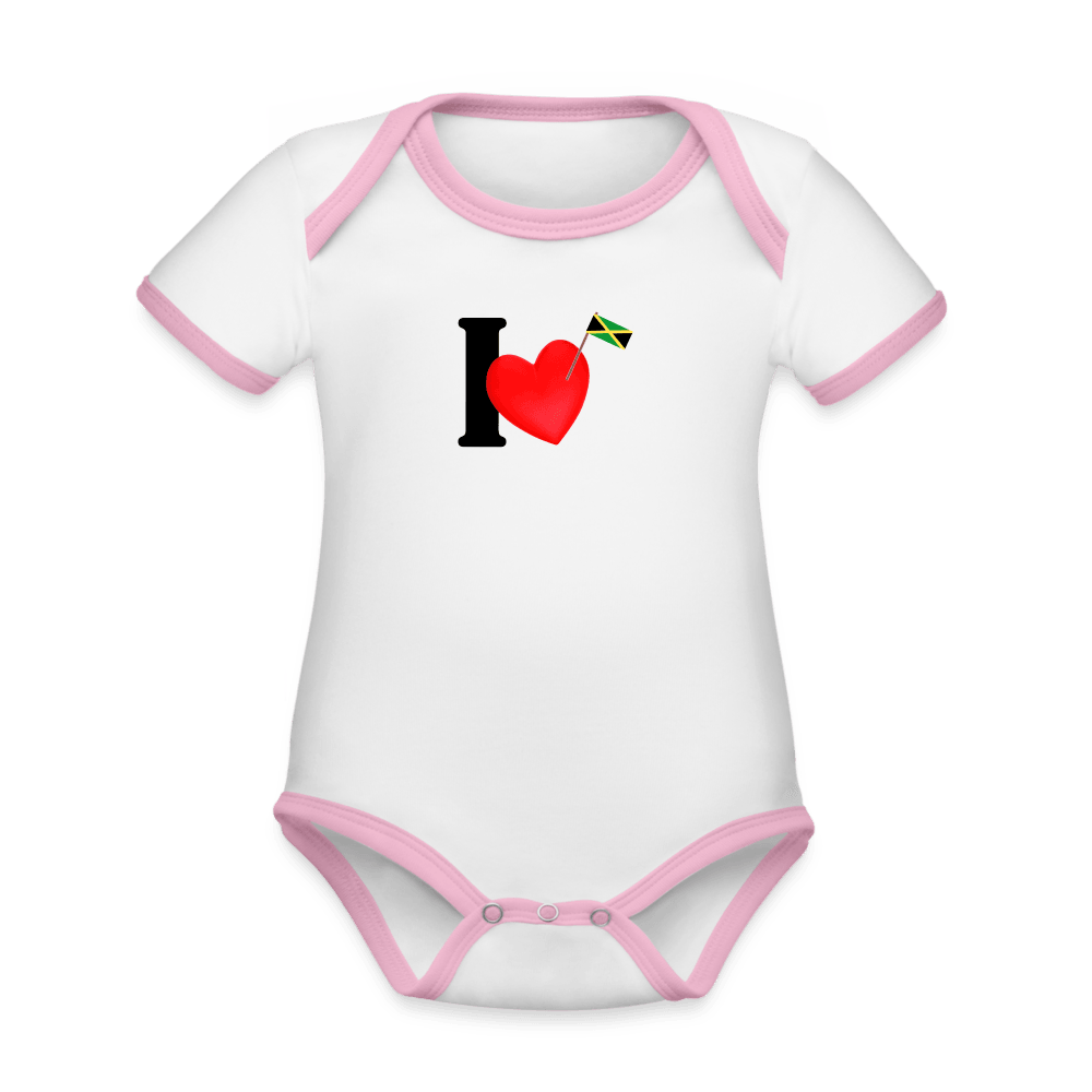 Justin Kyne, Organic Contrast Short Sleeve Baby Bodysuit, I love Jamaica - Justin Kyne Brand