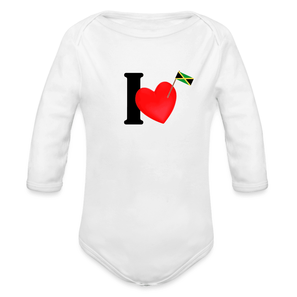 Justin Kyne, Organic Long Sleeve Baby Bodysuit, I love Jamaica - Justin Kyne Brand