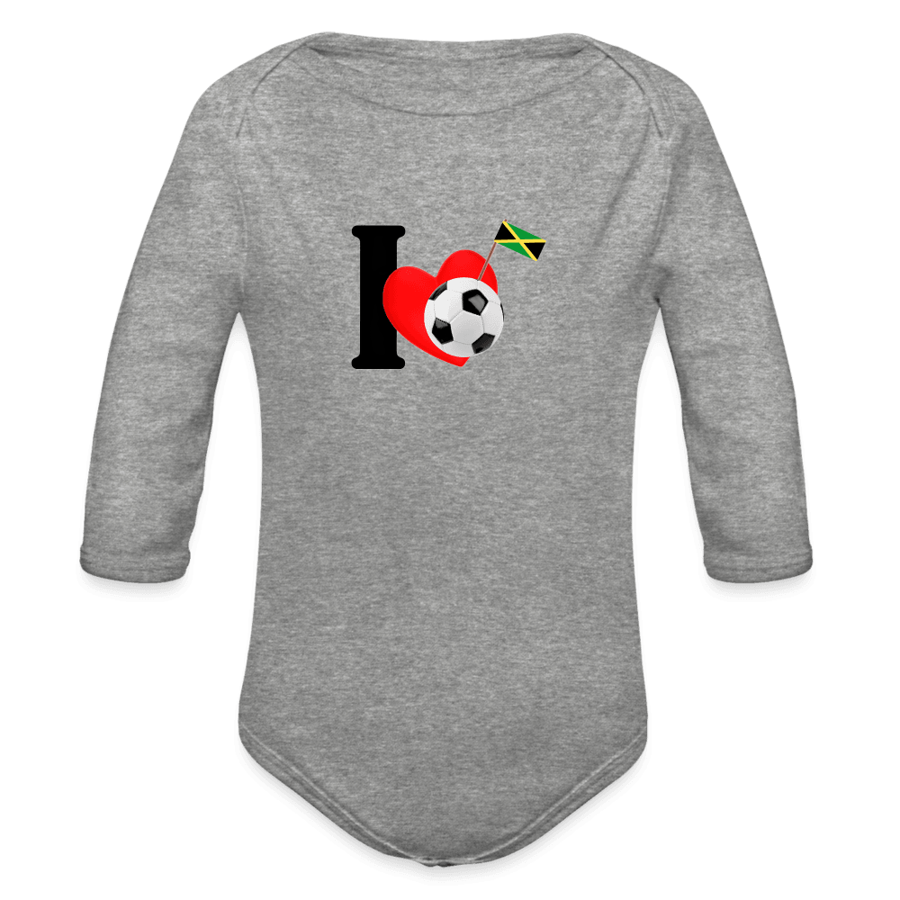 Justin Kyne, Organic Long Sleeve Baby Bodysuit, I love Jamaican Football - Justin Kyne Brand