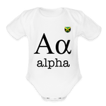 Justin Kyne, Organic Short Sleeve Baby Bodysuit, Greek Letter (Alpha) - Justin Kyne Brand