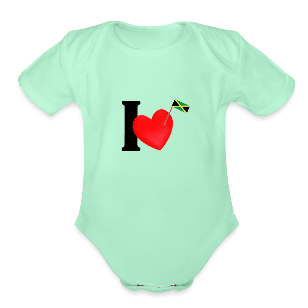 Justin Kyne, Organic Short Sleeve Baby Bodysuit, I love Jamaica - Justin Kyne Brand