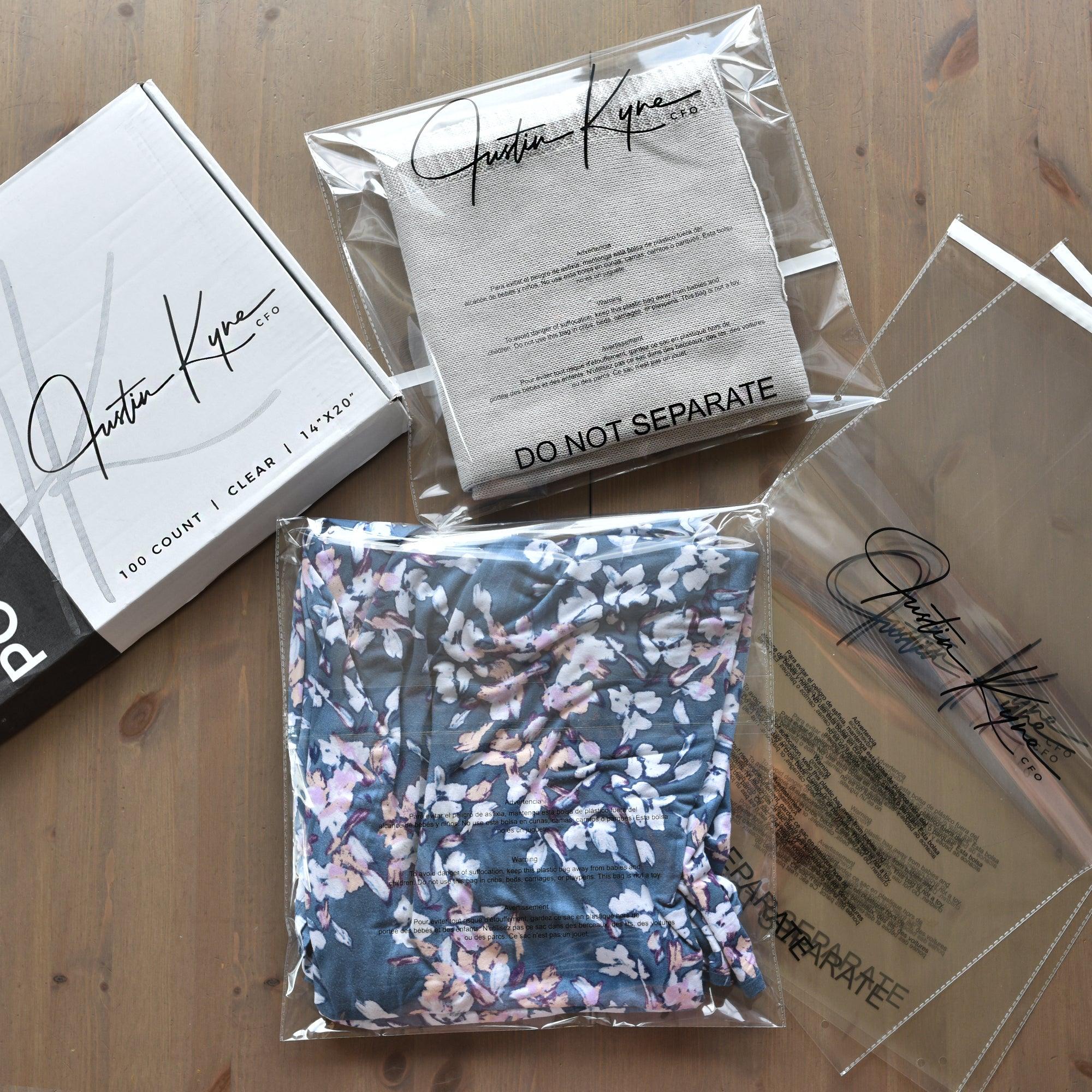 Justin Kyne Plastic Poly Bag (Clear, Adhesive Flap Lock,1.5 Mils, 14"x20") - Justin Kyne Brand