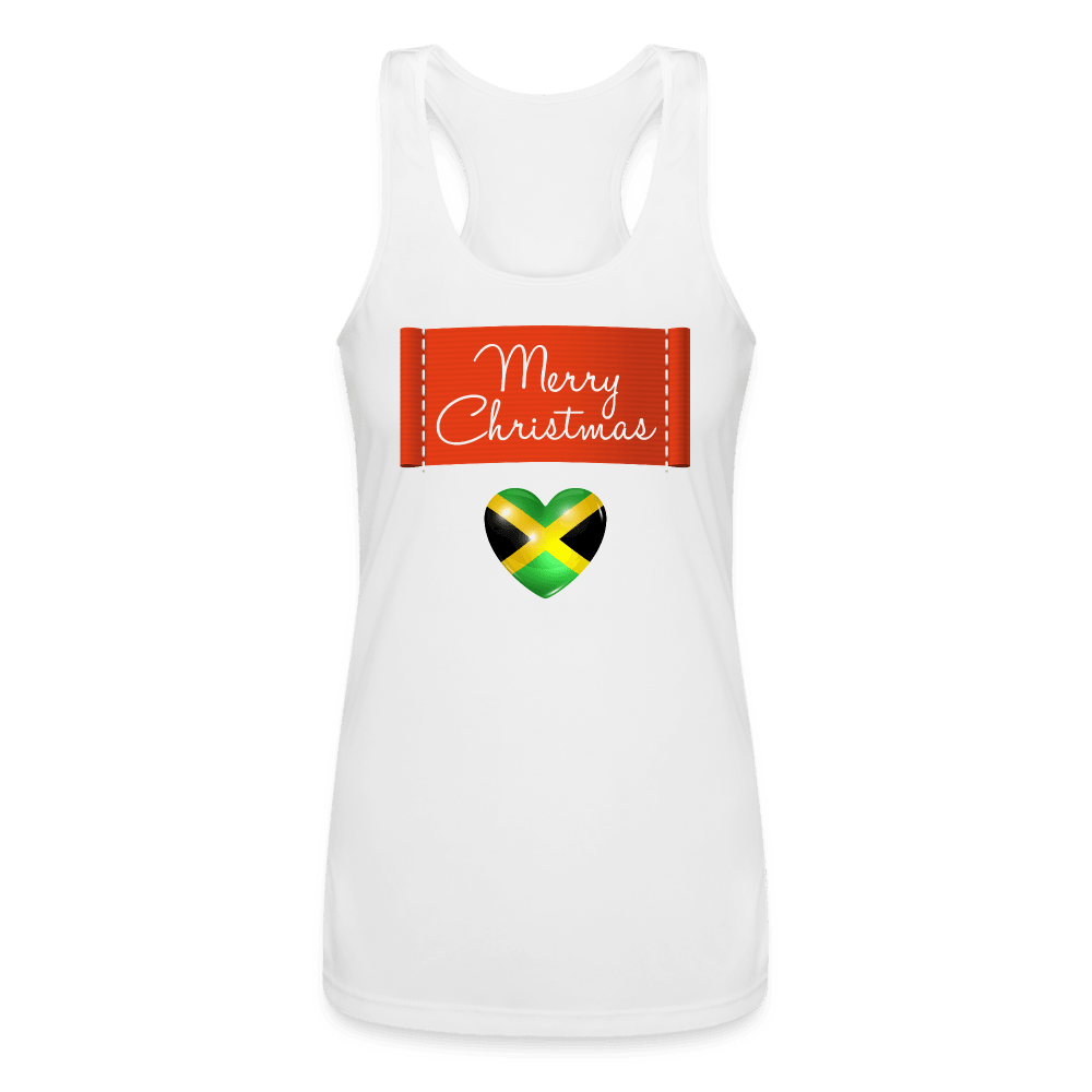 Justin Kyne, Women’s Performance Racerback Tank Top, Merry Christmas, Jamaica Heart - Justin Kyne Brand
