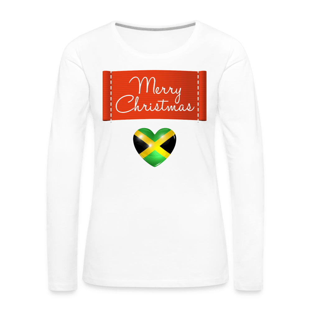 Justin Kyne, Women's Premium Long Sleeve T-Shirt, Merry Christmas Jamaica Heart - Justin Kyne Brand