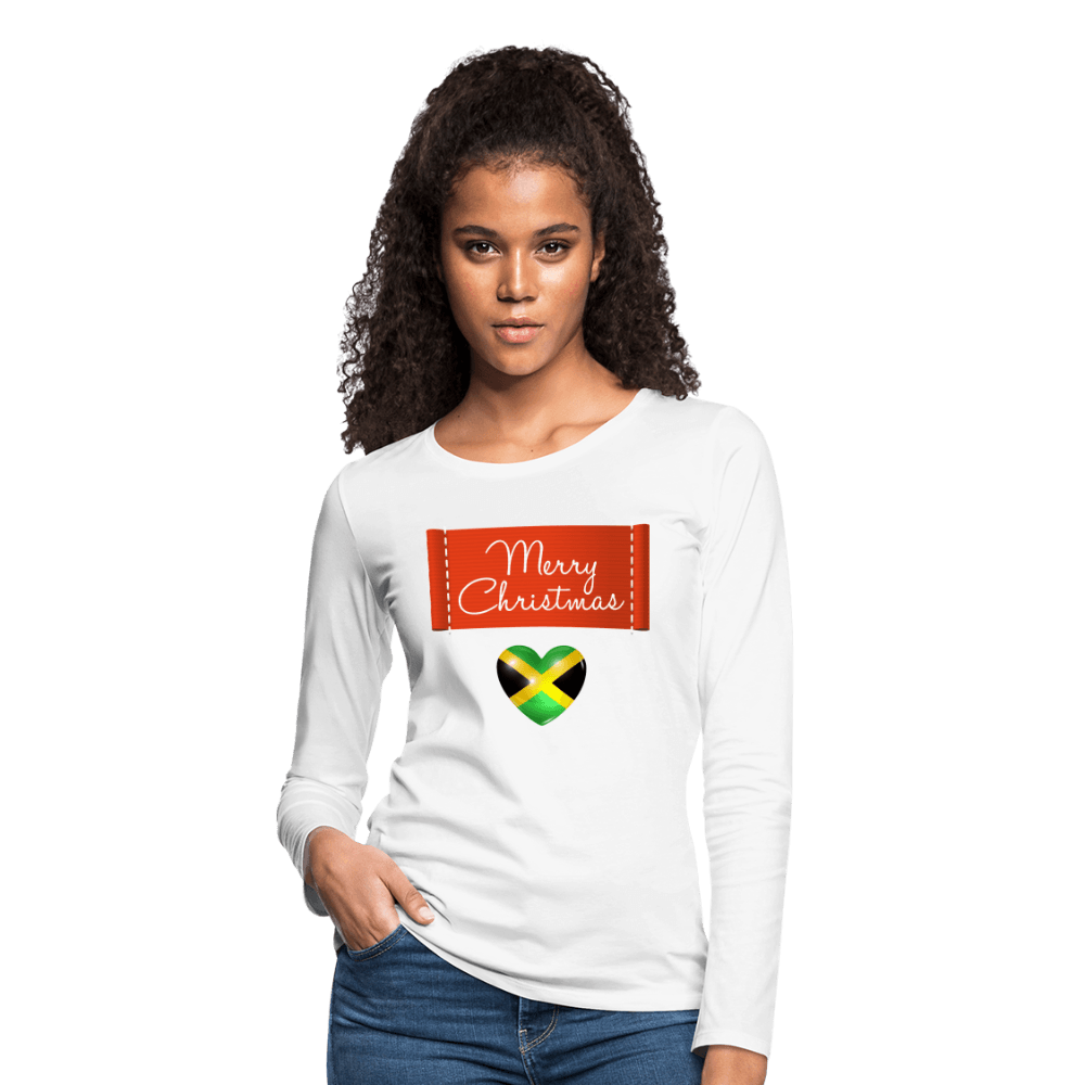 Justin Kyne, Women's Premium Long Sleeve T-Shirt, Merry Christmas Jamaica Heart - Justin Kyne Brand